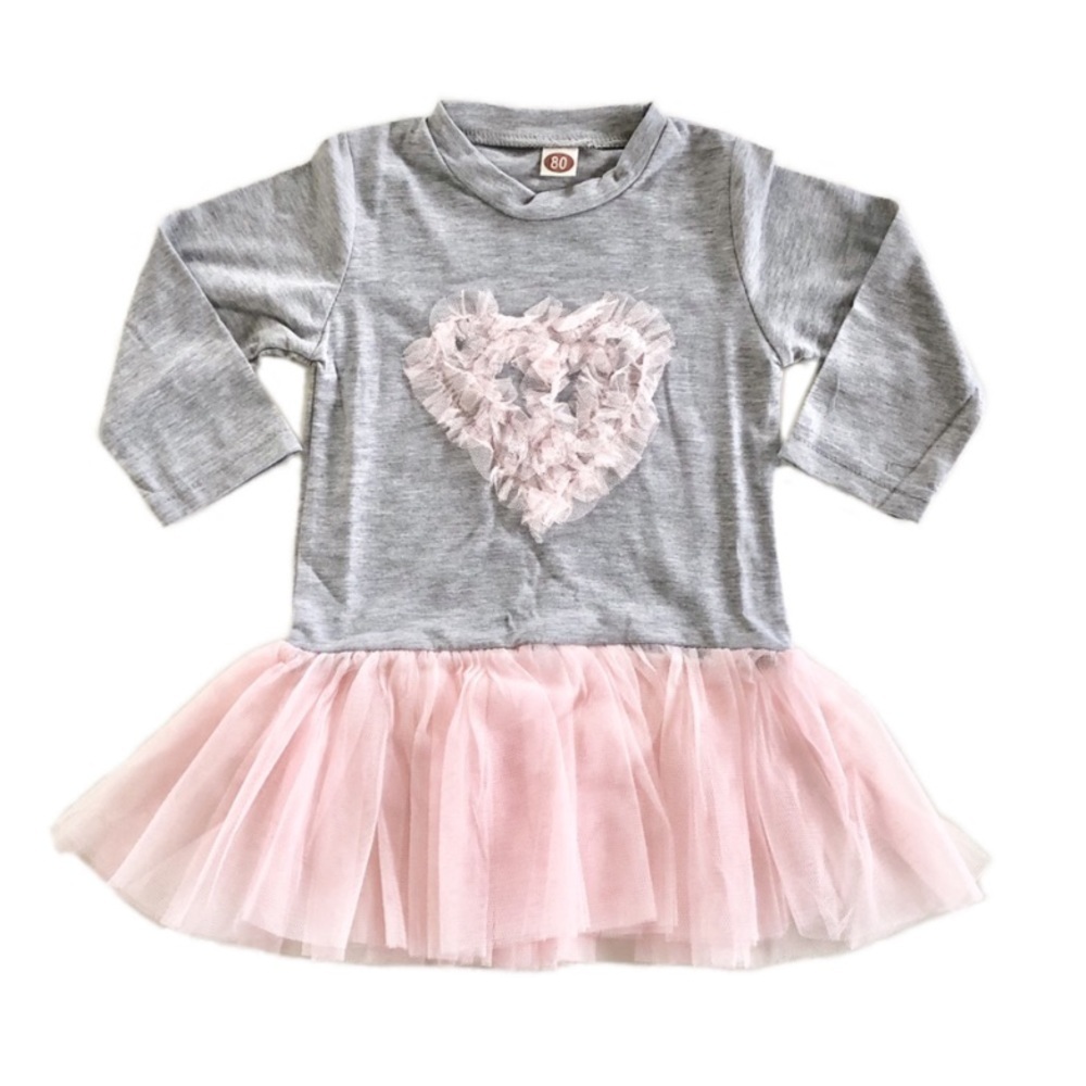 PatPat Pink Heart Ruffled Long Sleeve Top